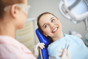 girl smiling at the dentist